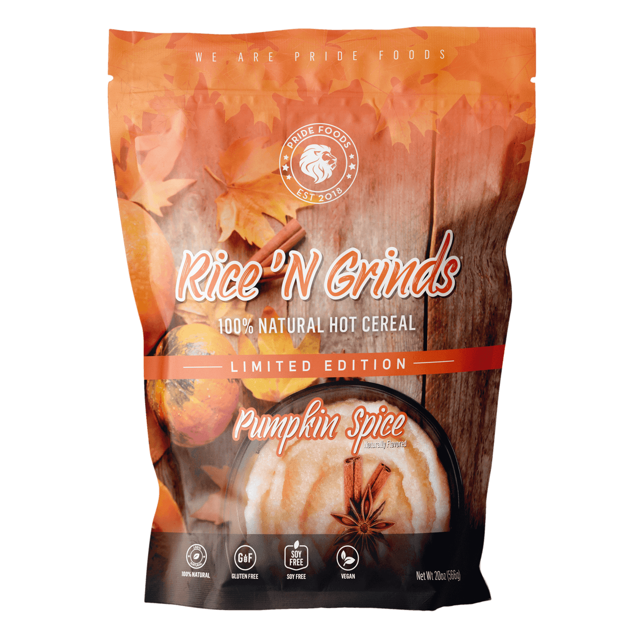 Pride Foods 100% Natural Hot Rice Cereal: Pumpkin Spice, 20oz